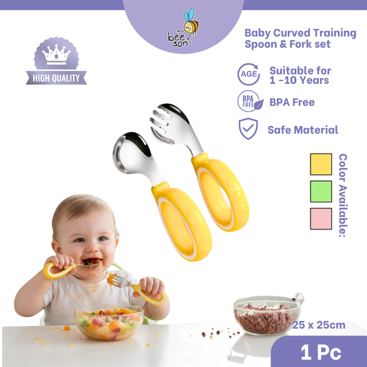 Beeson 2 in 1 Baby Curved Training Spoon & Fork set 80429