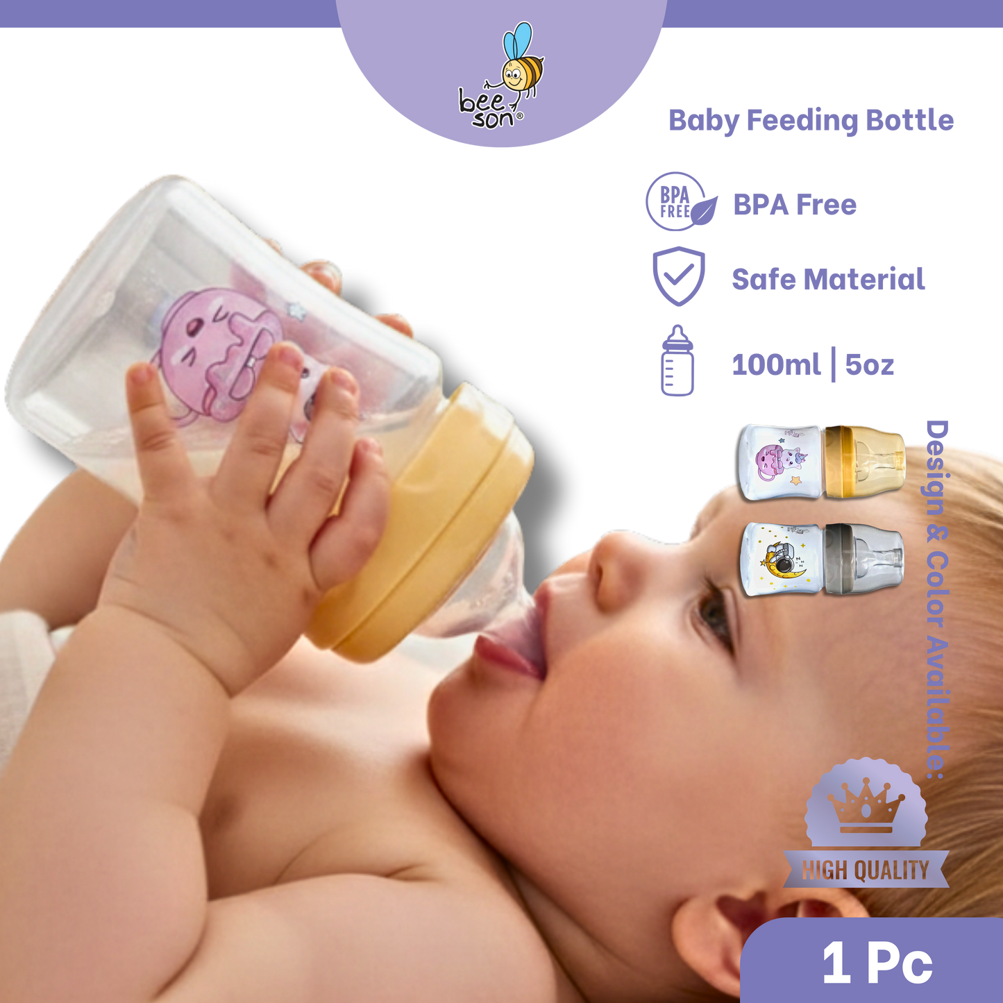 Beeson 100ml | 5oz Baby Wide Neck Feeding Bottle 80510