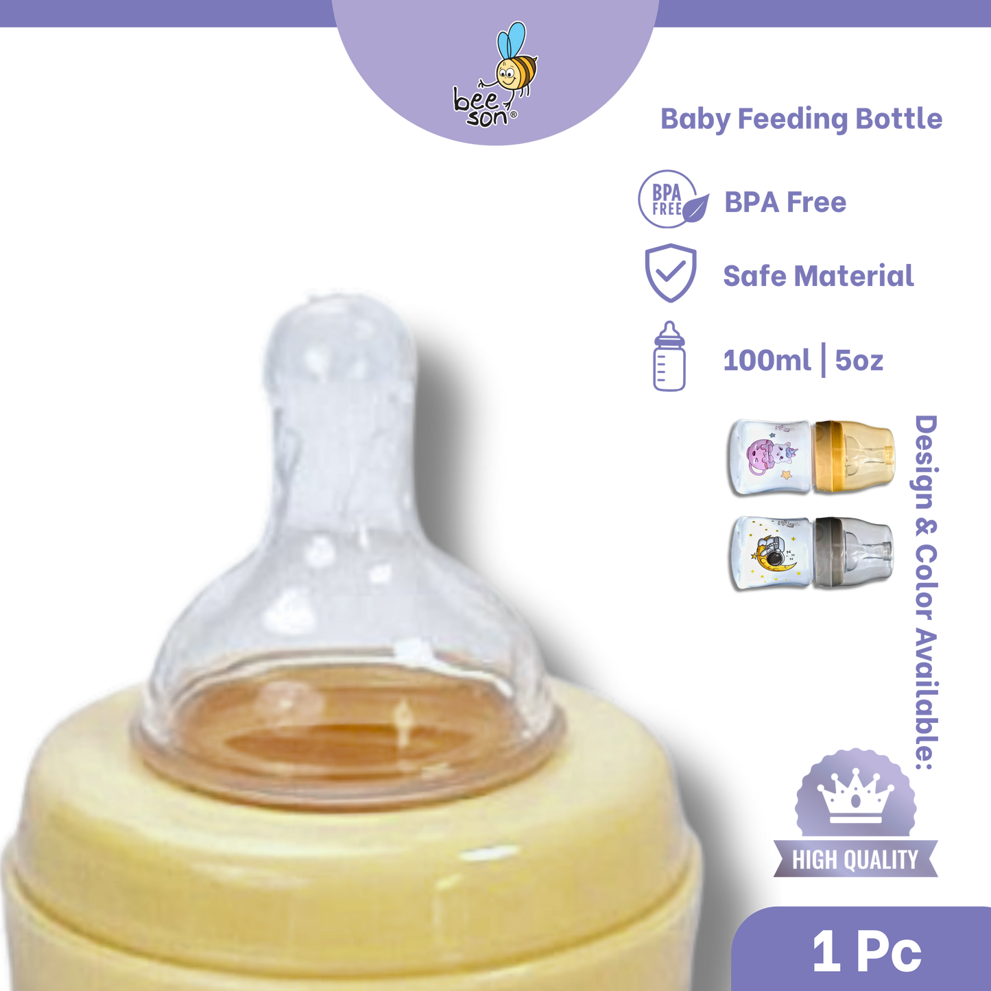 Beeson 100ml | 5oz Baby Wide Neck Feeding Bottle 80510