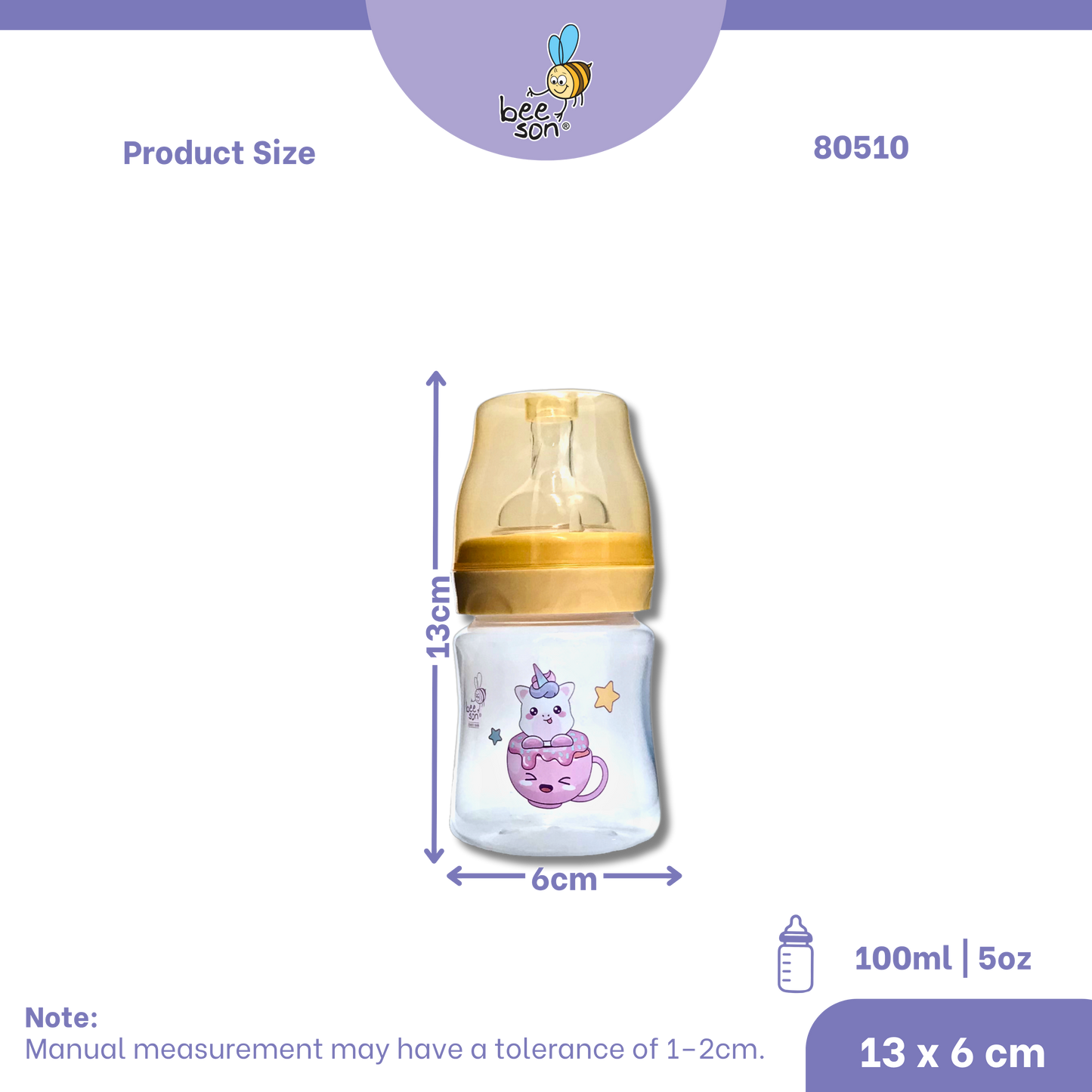 Beeson 100ml | 5oz Baby Wide Neck Feeding Bottle 80510