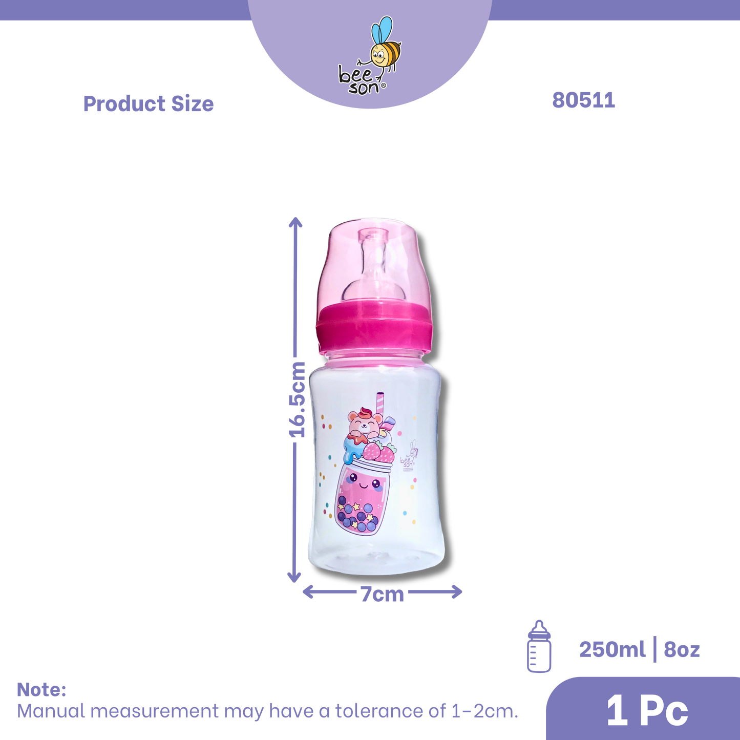 Beeson 250ml | 8oz Baby Wide Neck Feeding Bottle 80511