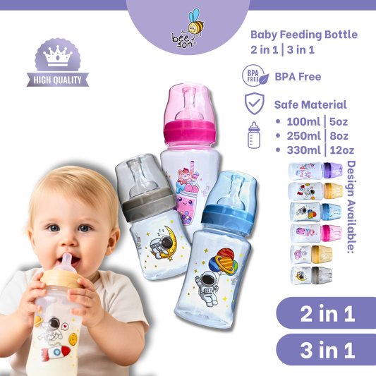 Beeson 3in1 | 2in1 Baby Wide Neck Feeding Bottle (100ml | 5oz) (250ml | 8oz) (330ml | 12oz) 80513 | 80514 | 80515