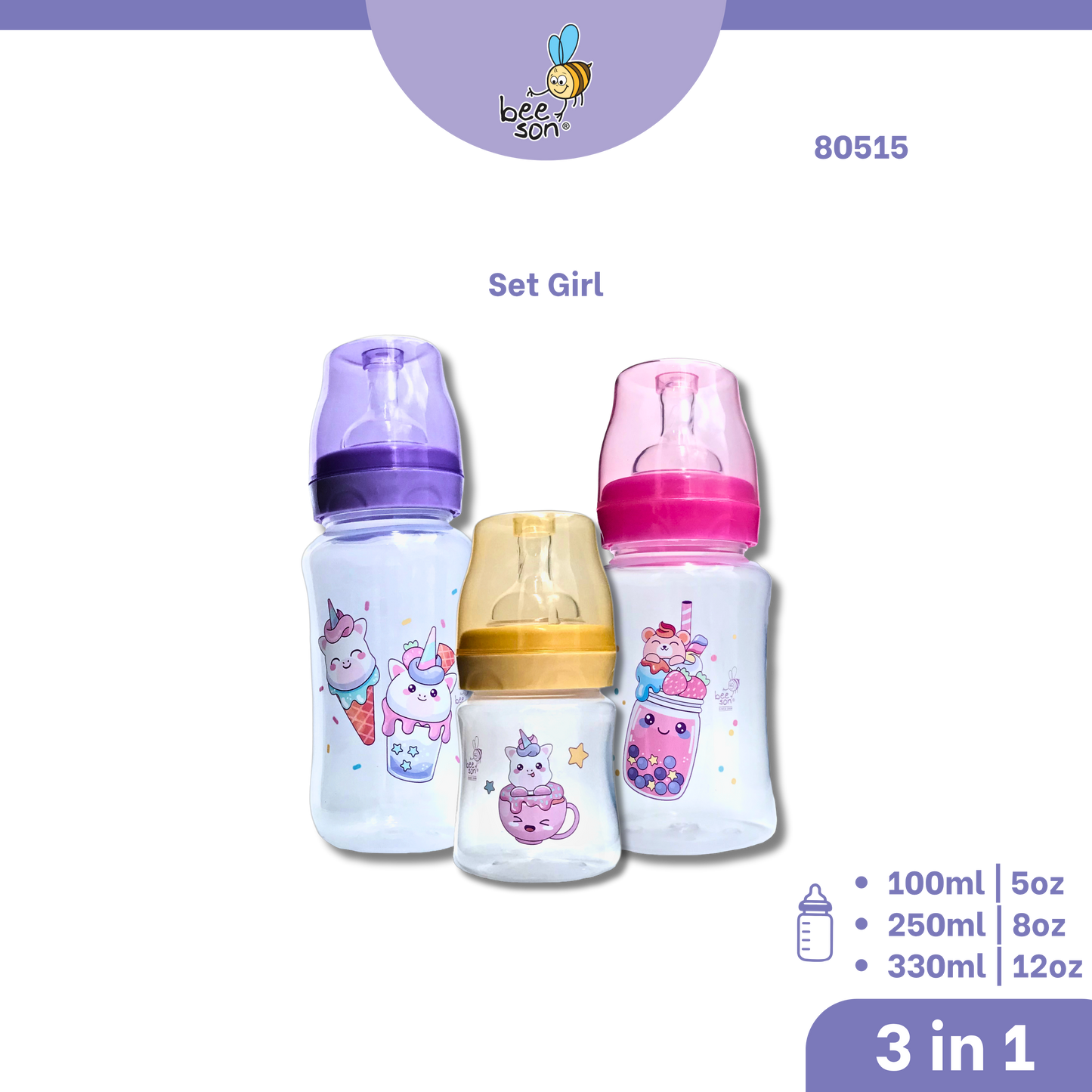 Beeson 3in1 | 2in1 Baby Wide Neck Feeding Bottle (100ml | 5oz) (250ml | 8oz) (330ml | 12oz) 80513 | 80514 | 80515