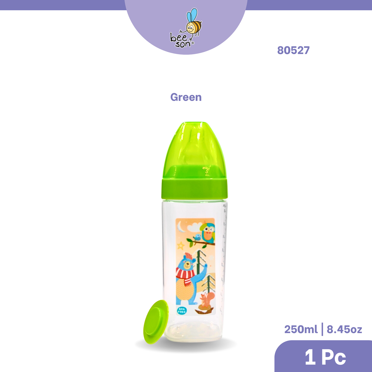 Beeson 125ml | 4oz & 250ml | 8.45oz Square Design Wide Neck Feeding Bottle 80526 | 80527