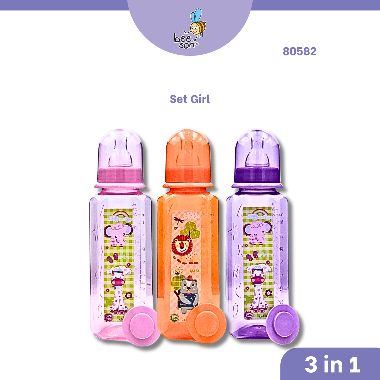 Beeson 8oz/250ml | 3in1 | Single Standard Neck Feeding Bottle 80517 | 80582