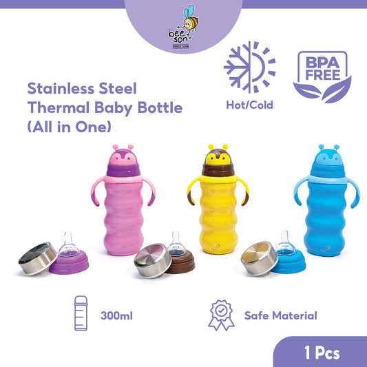 Beeson 300ml 3in1 Stainless Steel Thermal Baby Feeding Bottle 80593