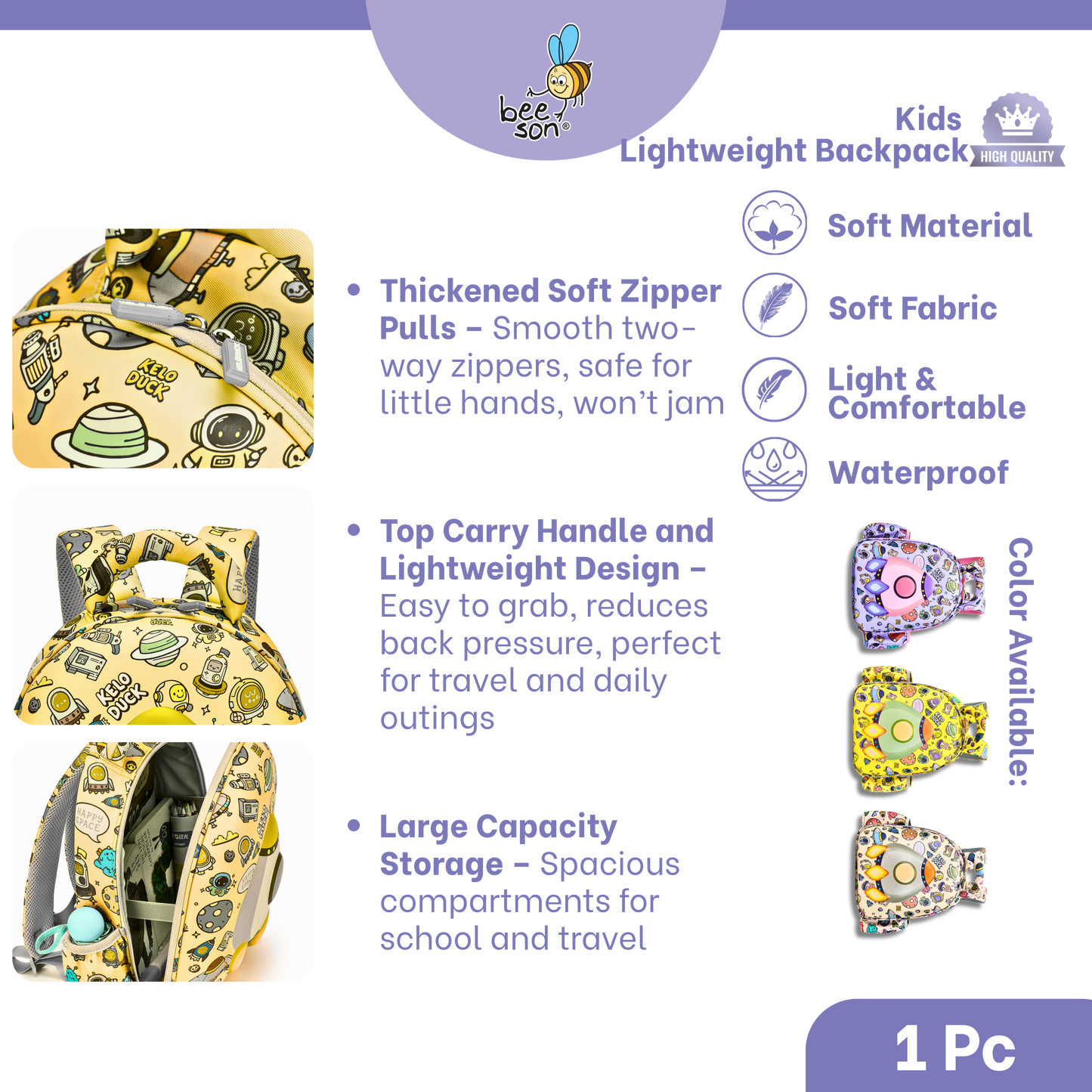 Beeson Kids Lightweight Backpack – Breathable, Comfortable & Easy Carry | 80760