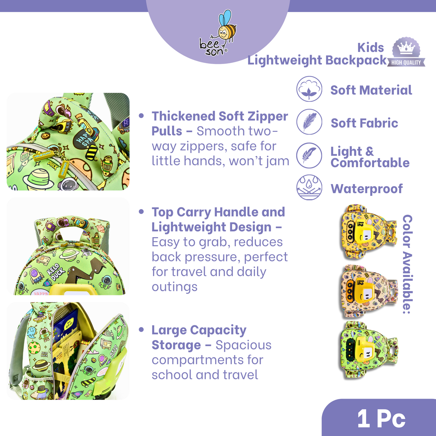 Beeson Kids Lightweight Backpack – Breathable, Comfortable & Easy Carry | 80762