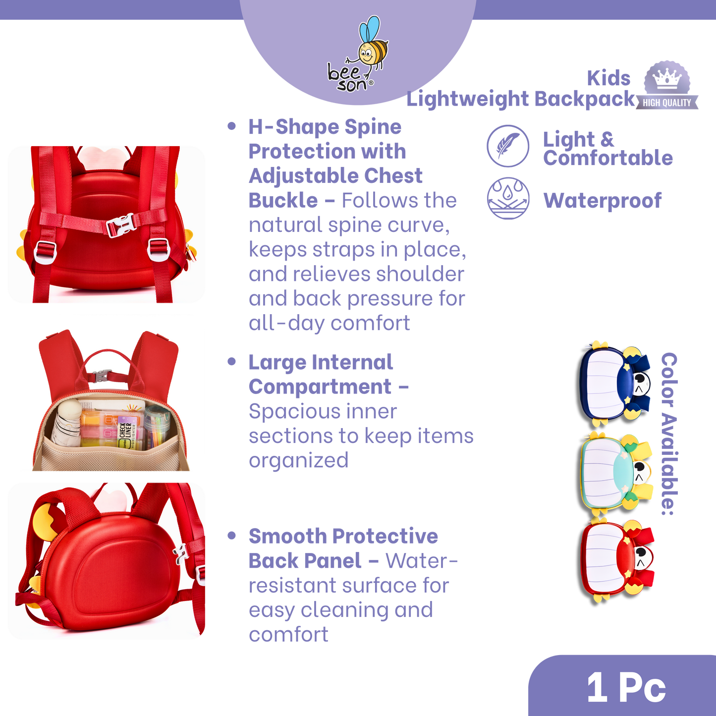Beeson Kids Lightweight Backpack – Breathable, Comfortable & Easy Carry | 80764