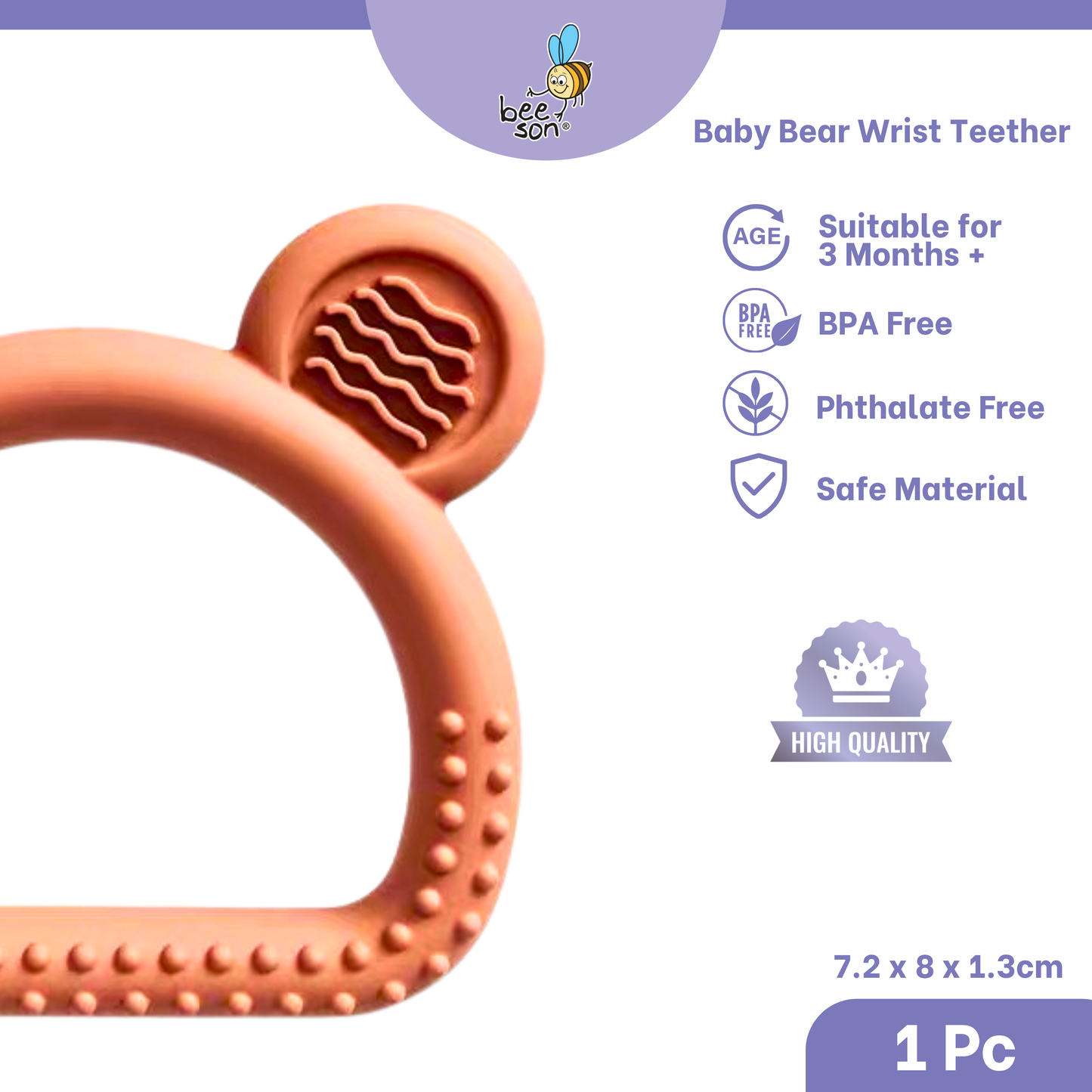Beeson Soft Silicone Baby Bear Wrist Teether 80806