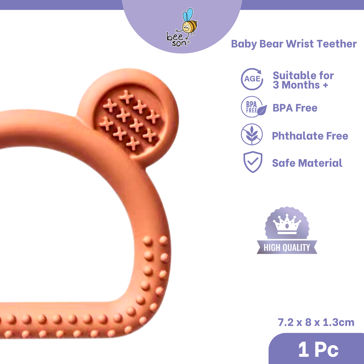 Beeson Soft Silicone Baby Bear Wrist Teether 80806