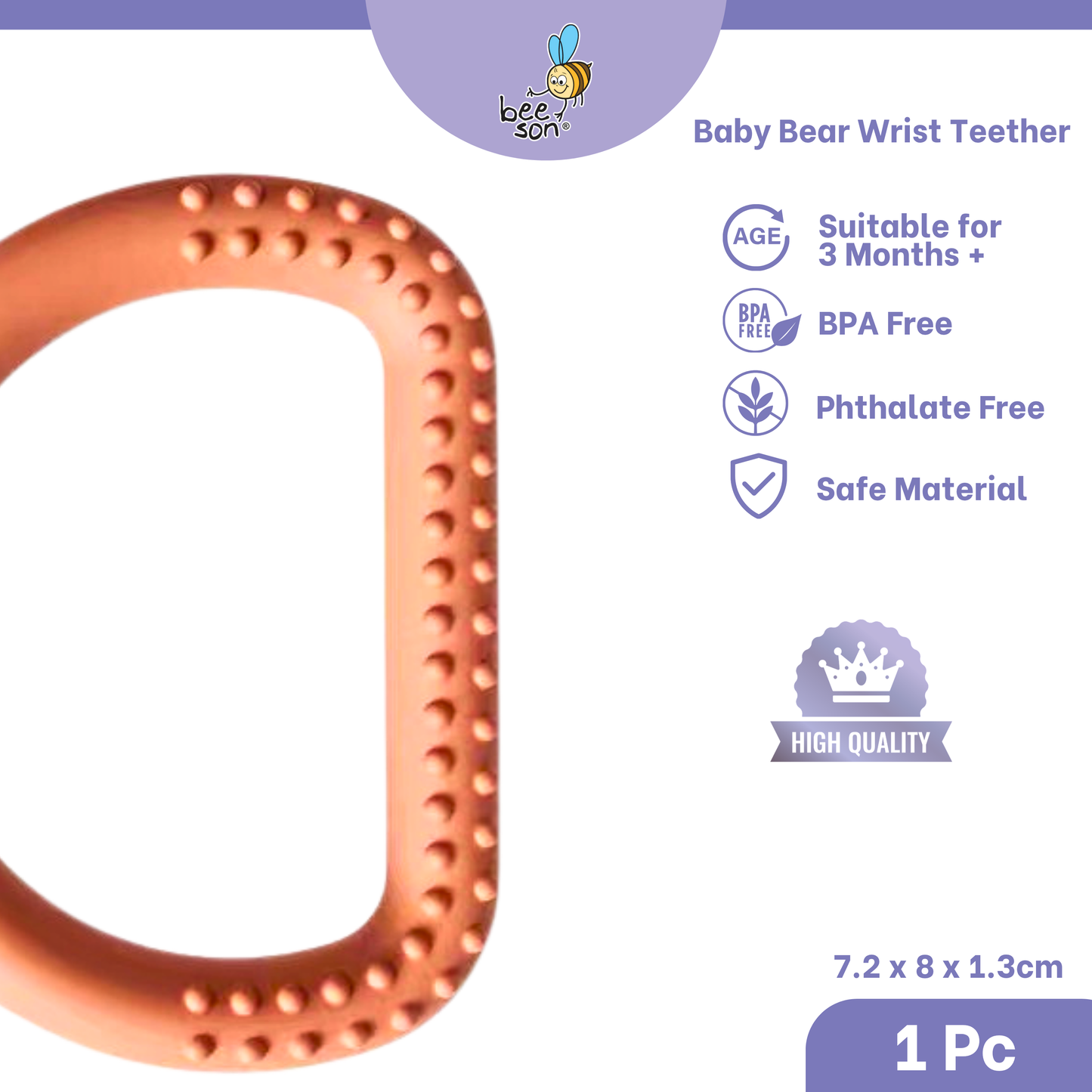 Beeson Soft Silicone Baby Bear Wrist Teether 80806
