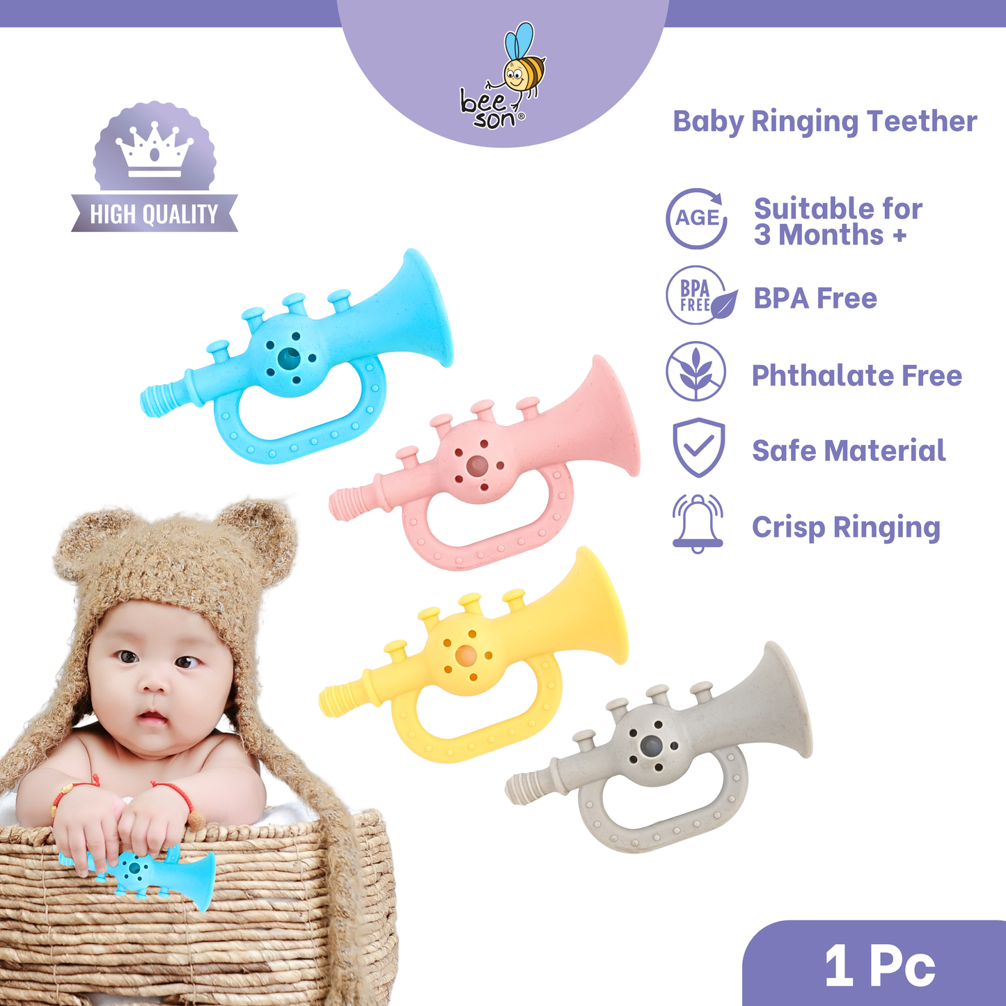 Beeson Soft Silicone Baby Ringing Teether 80814 | 80815 | 80819