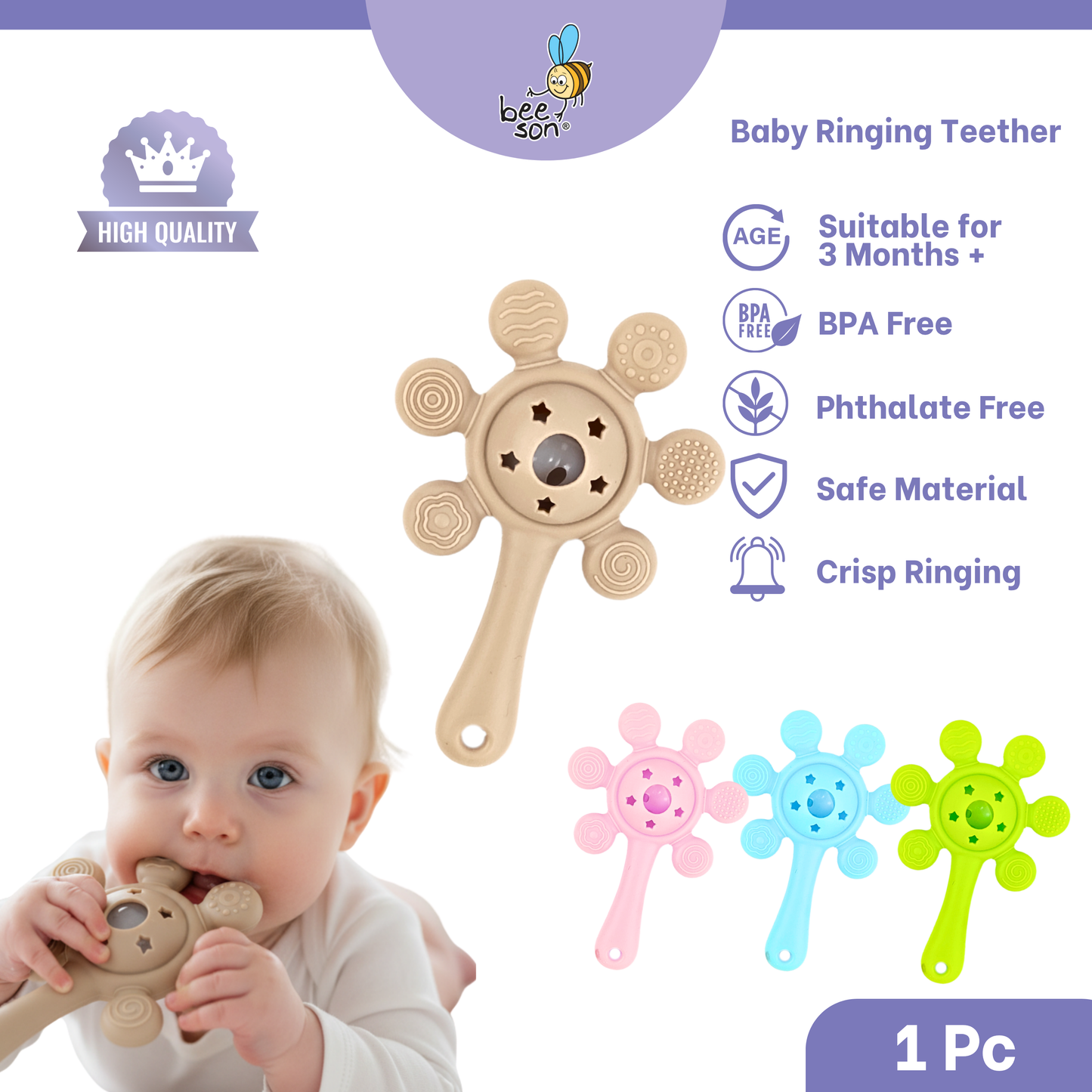 Beeson Soft Silicone Baby Ringing Teether 80814 | 80815 | 80819