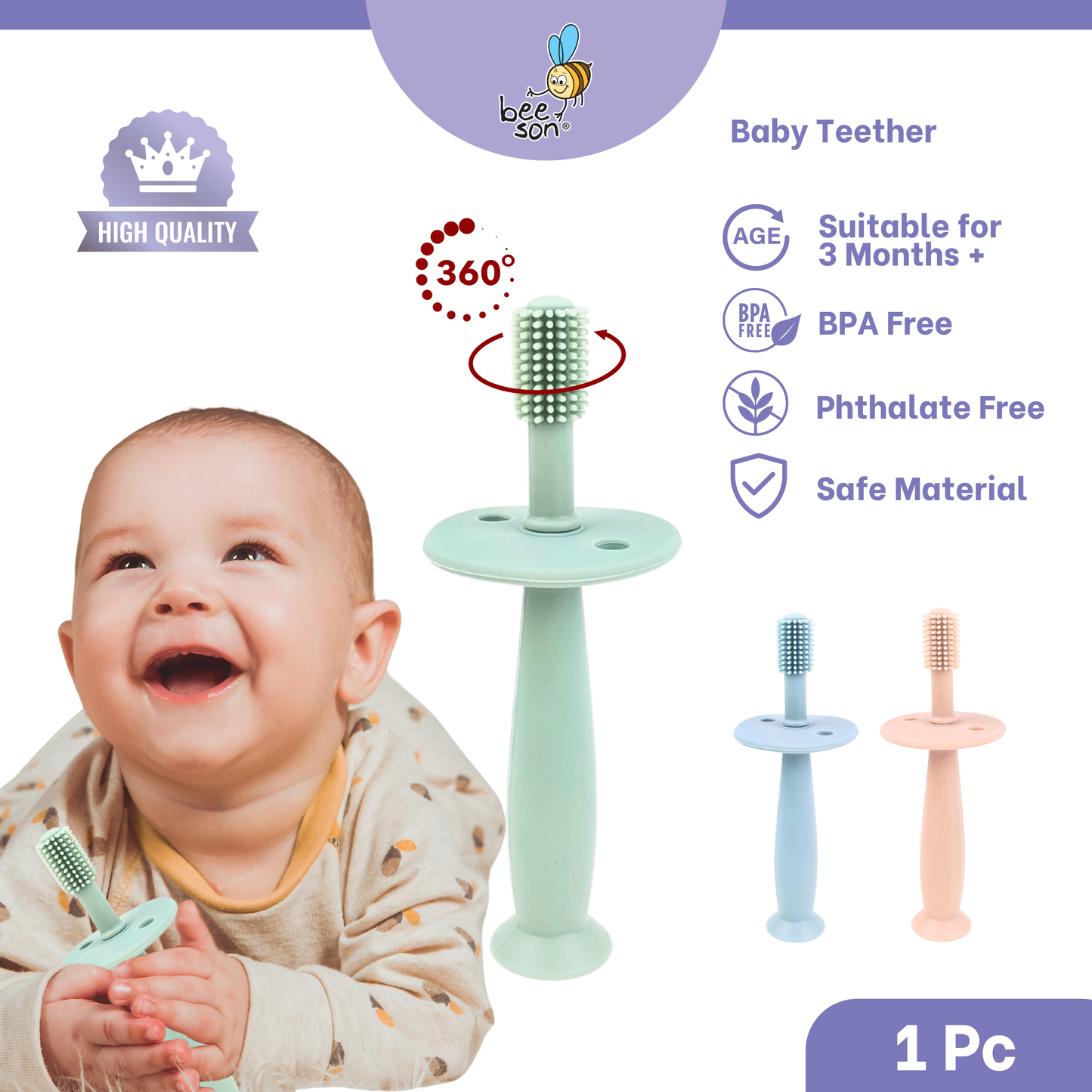 Beeson Soft Silicone Baby Teether 360 80816
