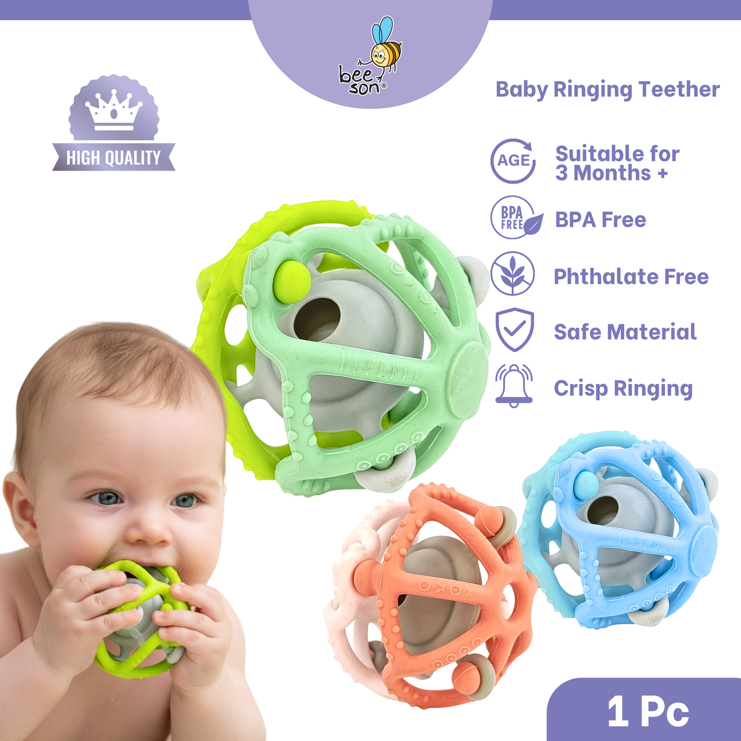 Beeson Soft Silicone Baby Ringing Teether 80814 | 80815 | 80819