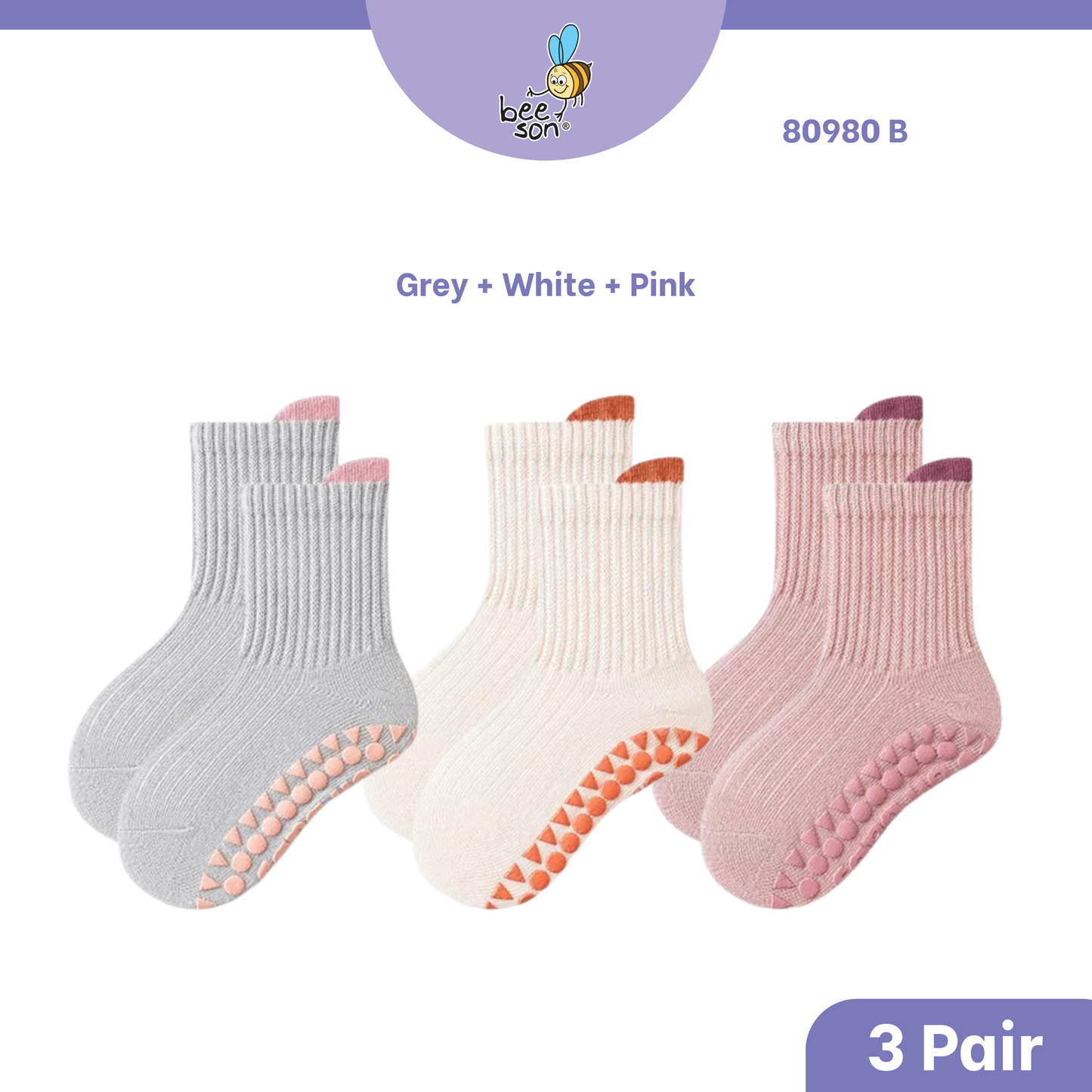 Beeson 2in1 | 3in1 | Baby Girl | Boy Socks Unisex Anti-Slip 80980 | 80981 | 80982 | 80983