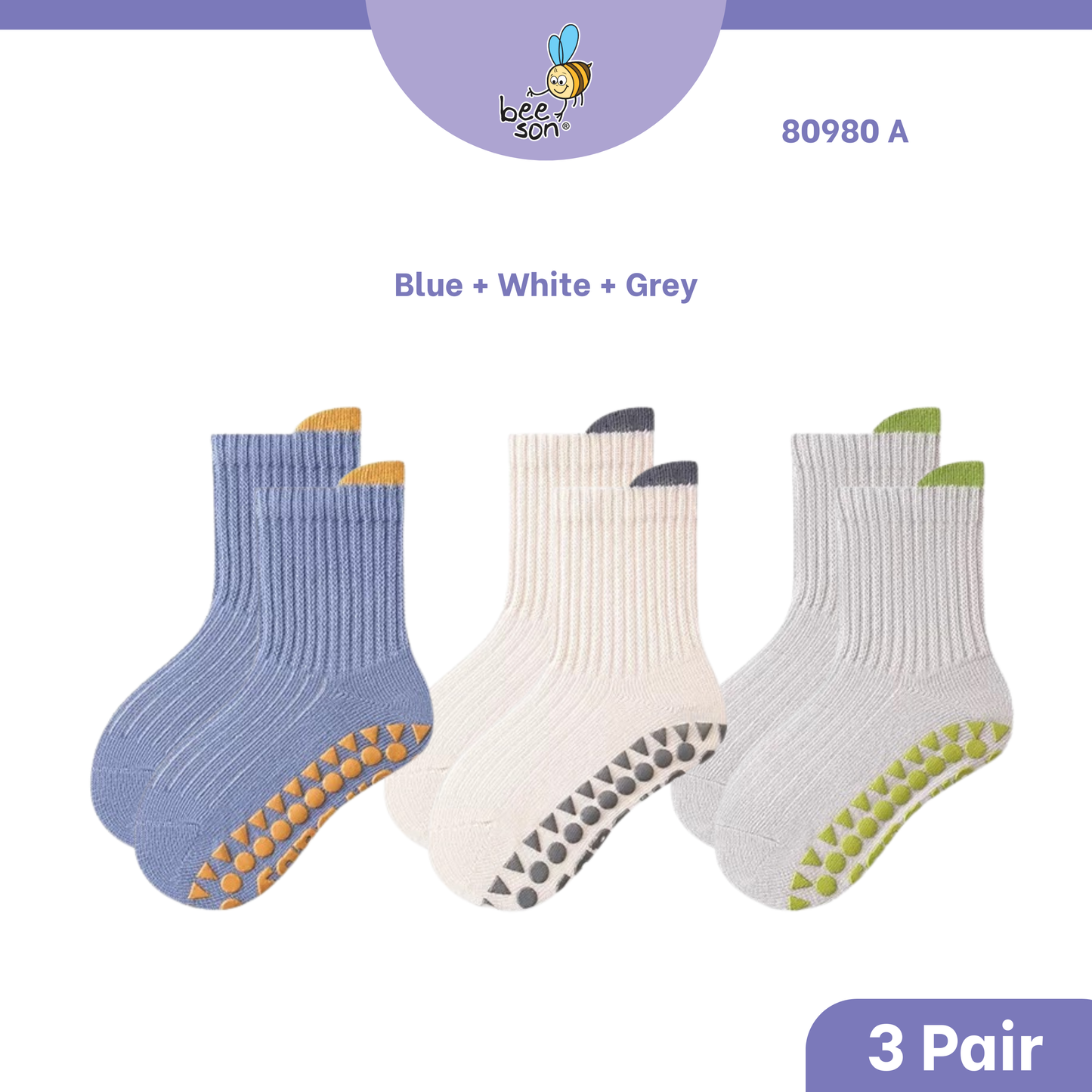 Beeson 2in1 | 3in1 | Baby Girl | Boy Socks Unisex Anti-Slip 80980 | 80981 | 80982 | 80983