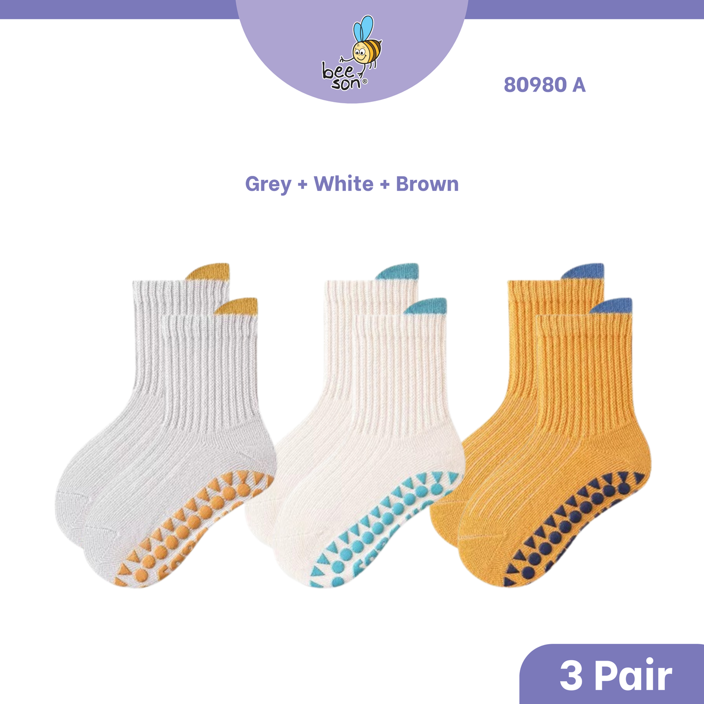 Beeson 2in1 | 3in1 | Baby Girl | Boy Socks Unisex Anti-Slip 80980 | 80981 | 80982 | 80983
