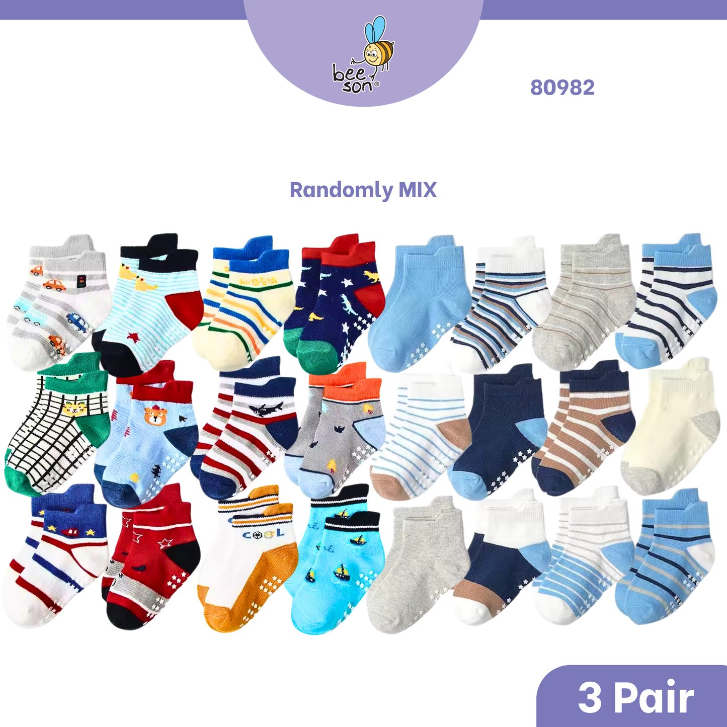 Beeson 2in1 | 3in1 | Baby Girl | Boy Socks Unisex Anti-Slip 80980 | 80981 | 80982 | 80983