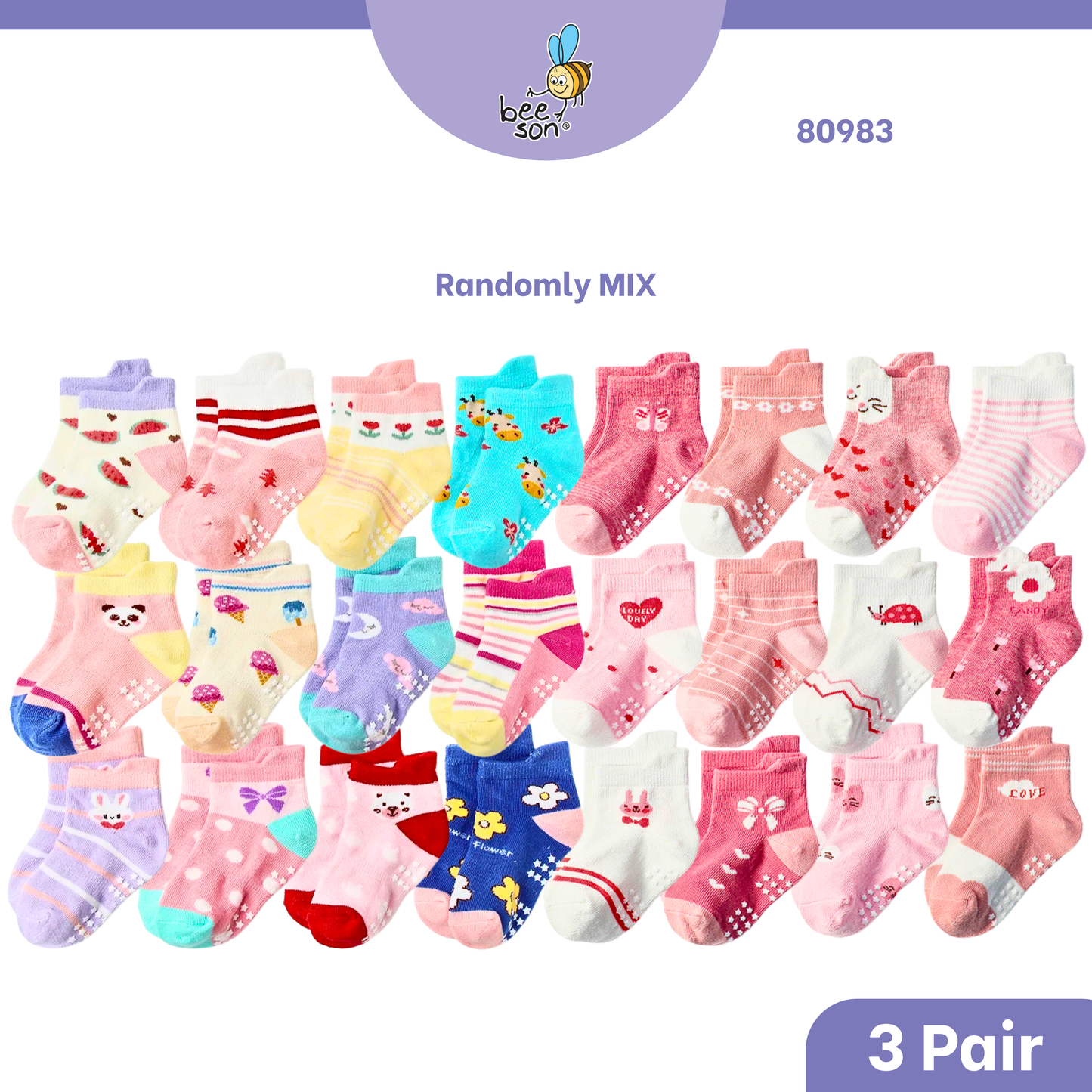 Beeson 2in1 | 3in1 | Baby Girl | Boy Socks Unisex Anti-Slip 80980 | 80981 | 80982 | 80983