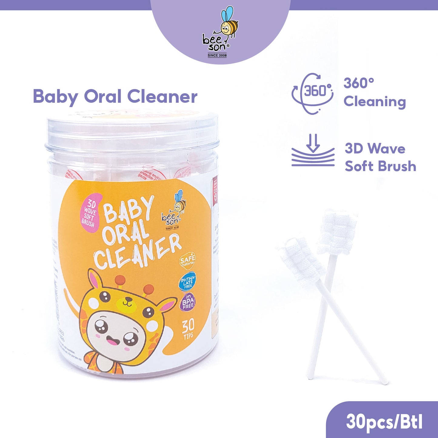 Beeson Baby Oral Cleaner Cotton Swab Set 30's 81131