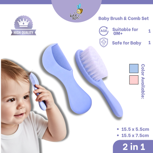 Beeson 2 IN 1 Baby Brush & Comb Set | Tender TLC for Tiny Tresses 81229
