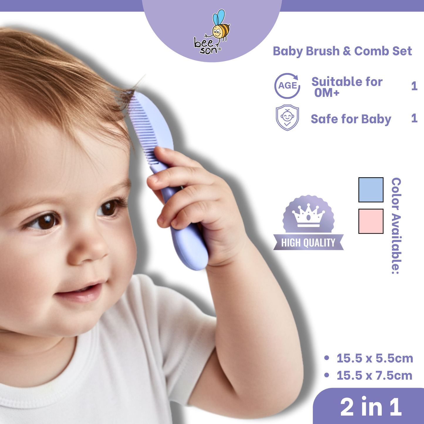 Beeson 2 IN 1 Baby Brush & Comb Set | Tender TLC for Tiny Tresses 81229