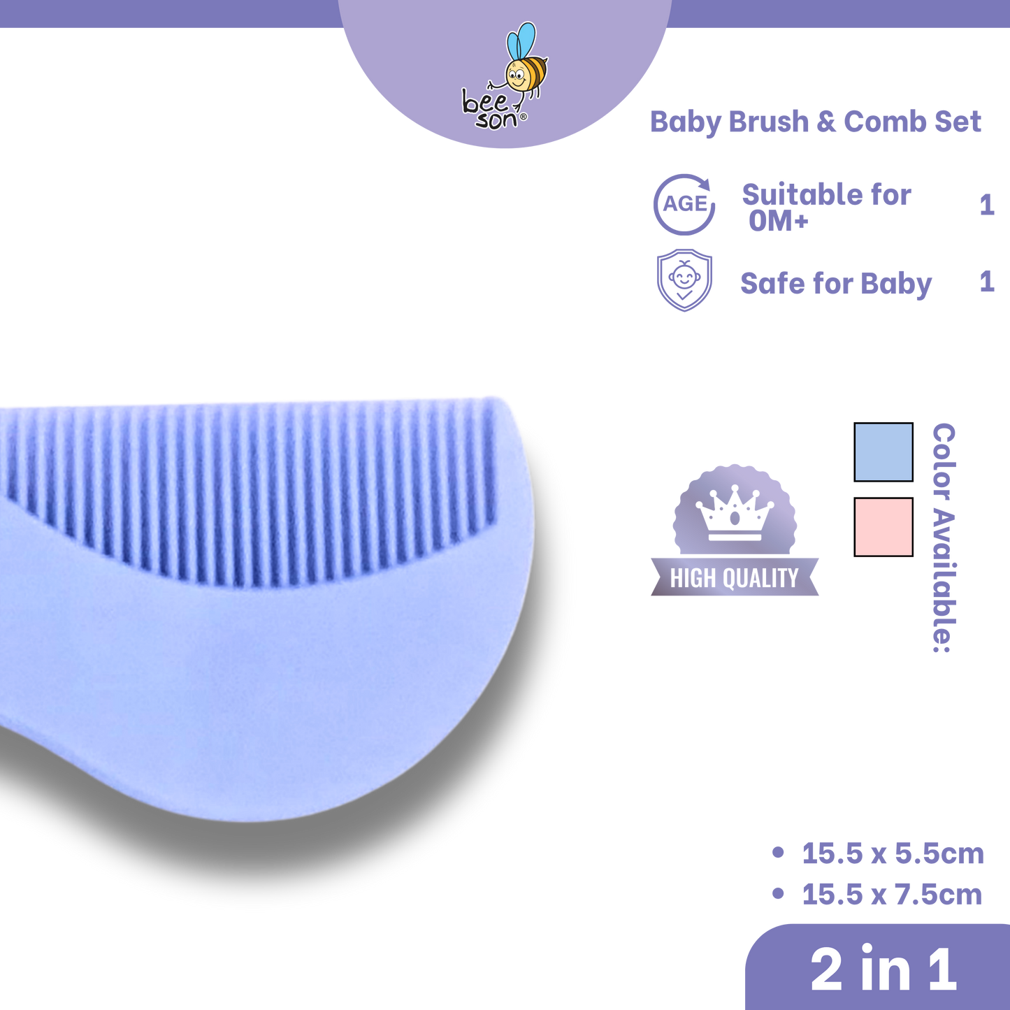 Beeson 2 IN 1 Baby Brush & Comb Set | Tender TLC for Tiny Tresses 81229