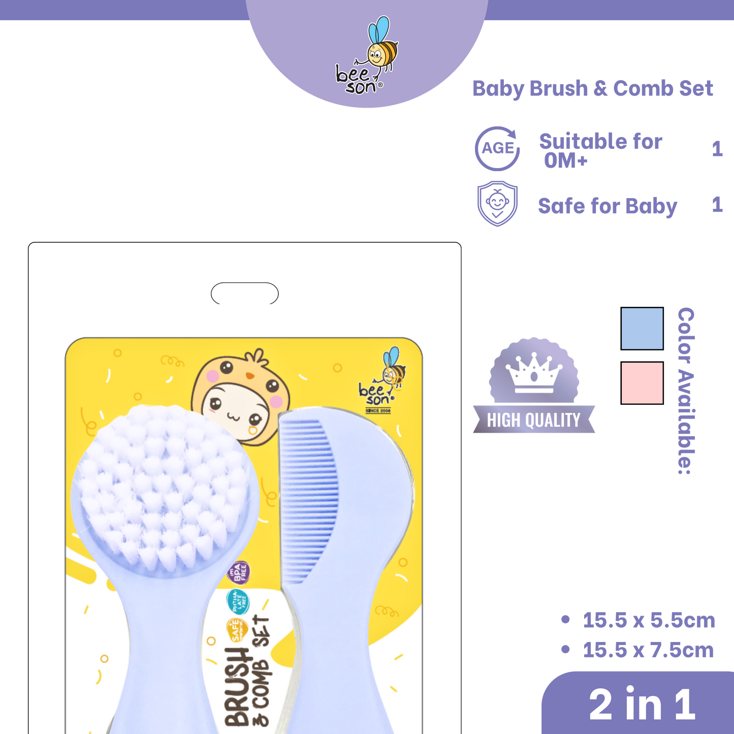 Beeson 2 IN 1 Baby Brush & Comb Set | Tender TLC for Tiny Tresses 81229
