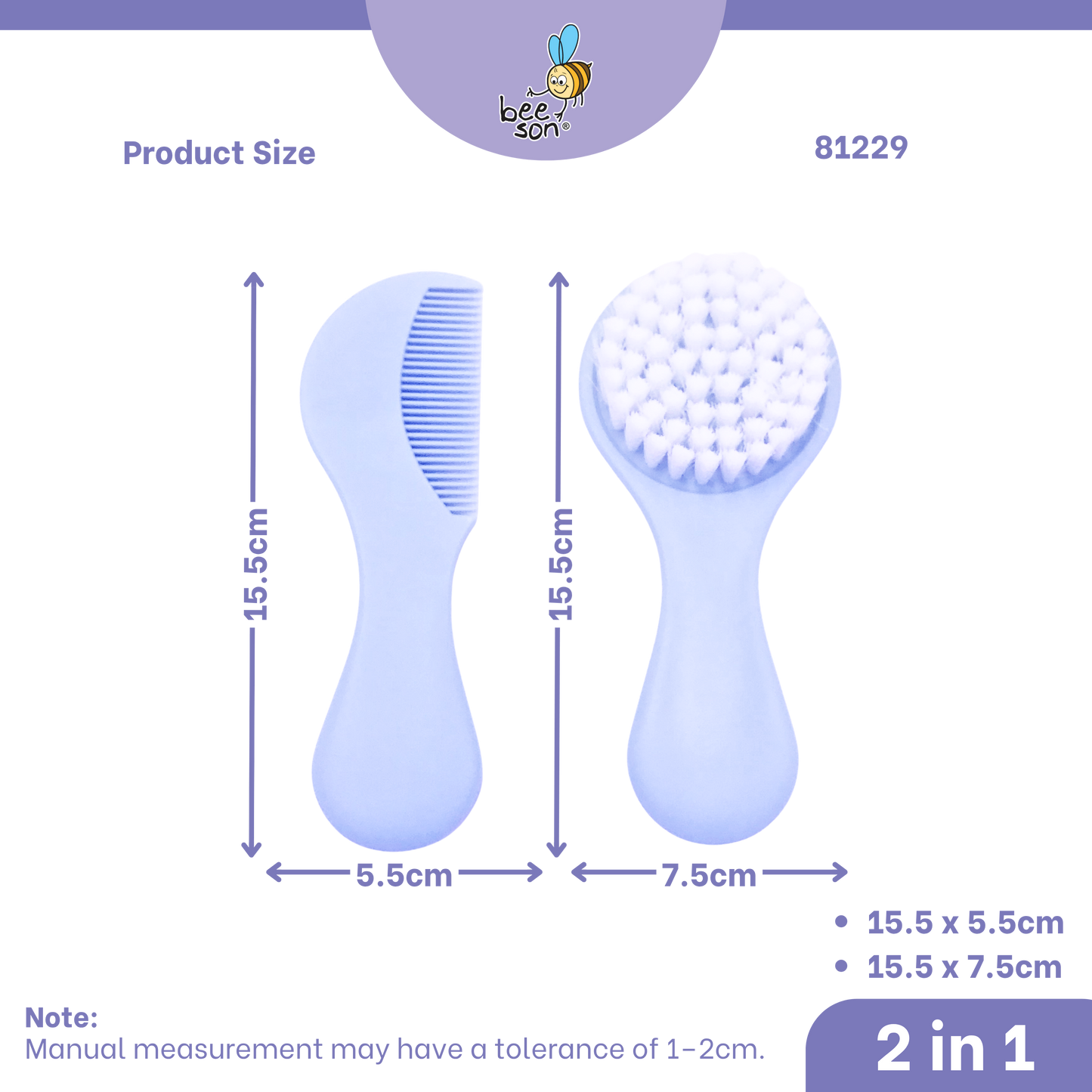 Beeson 2 IN 1 Baby Brush & Comb Set | Tender TLC for Tiny Tresses 81229