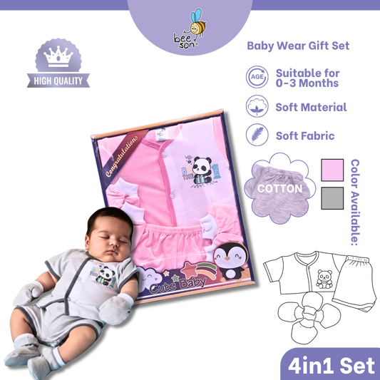 Beeson 4in1 Cotton Newborn Baby Boy / Girl Hamper Wear Gift Set Box | 81280