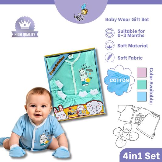 Beeson 4in1 Cotton Newborn Baby Boy / Girl Hamper Wear Gift Set Box | 81281