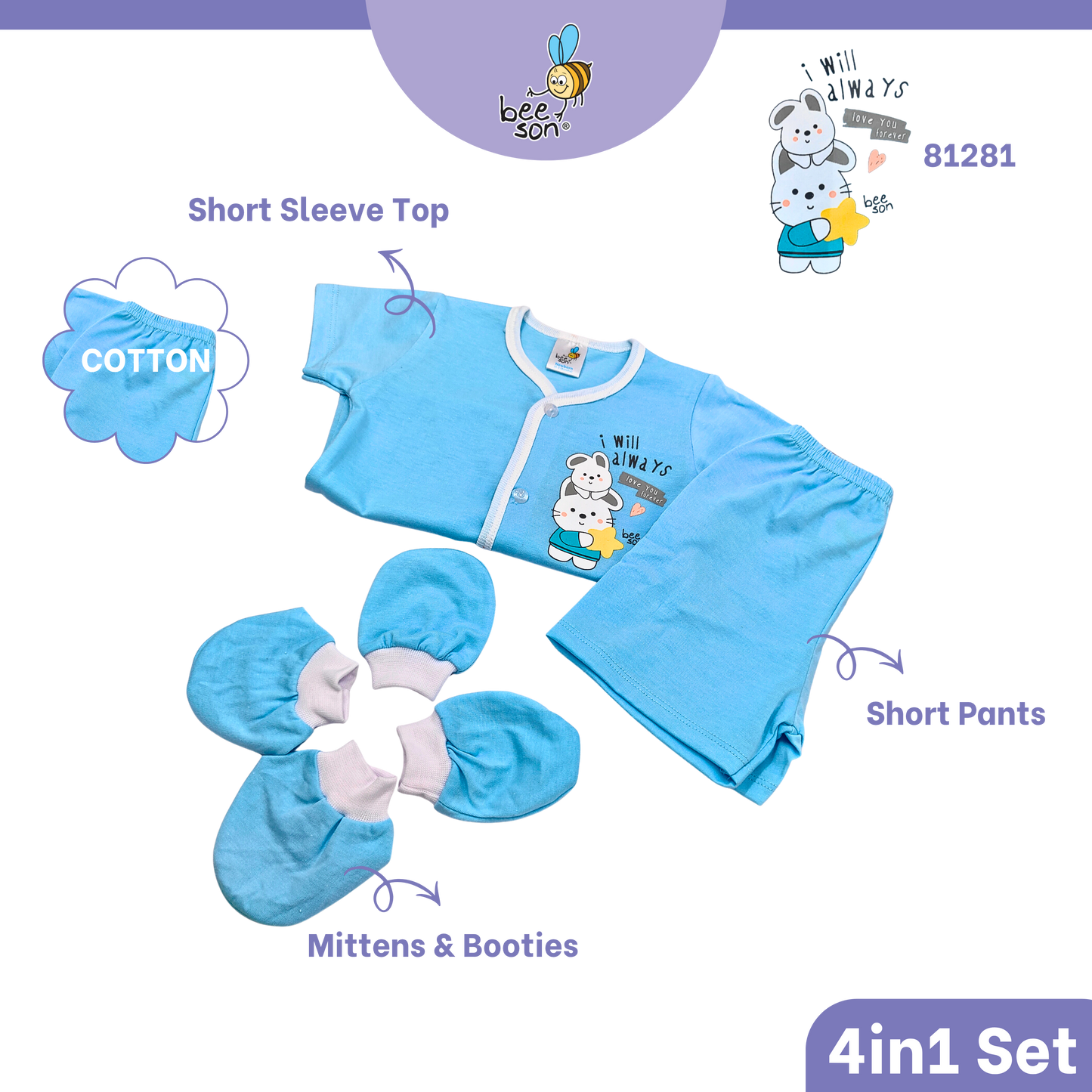 Beeson 4in1 Cotton Newborn Baby Boy / Girl Hamper Wear Gift Set Box | 81281