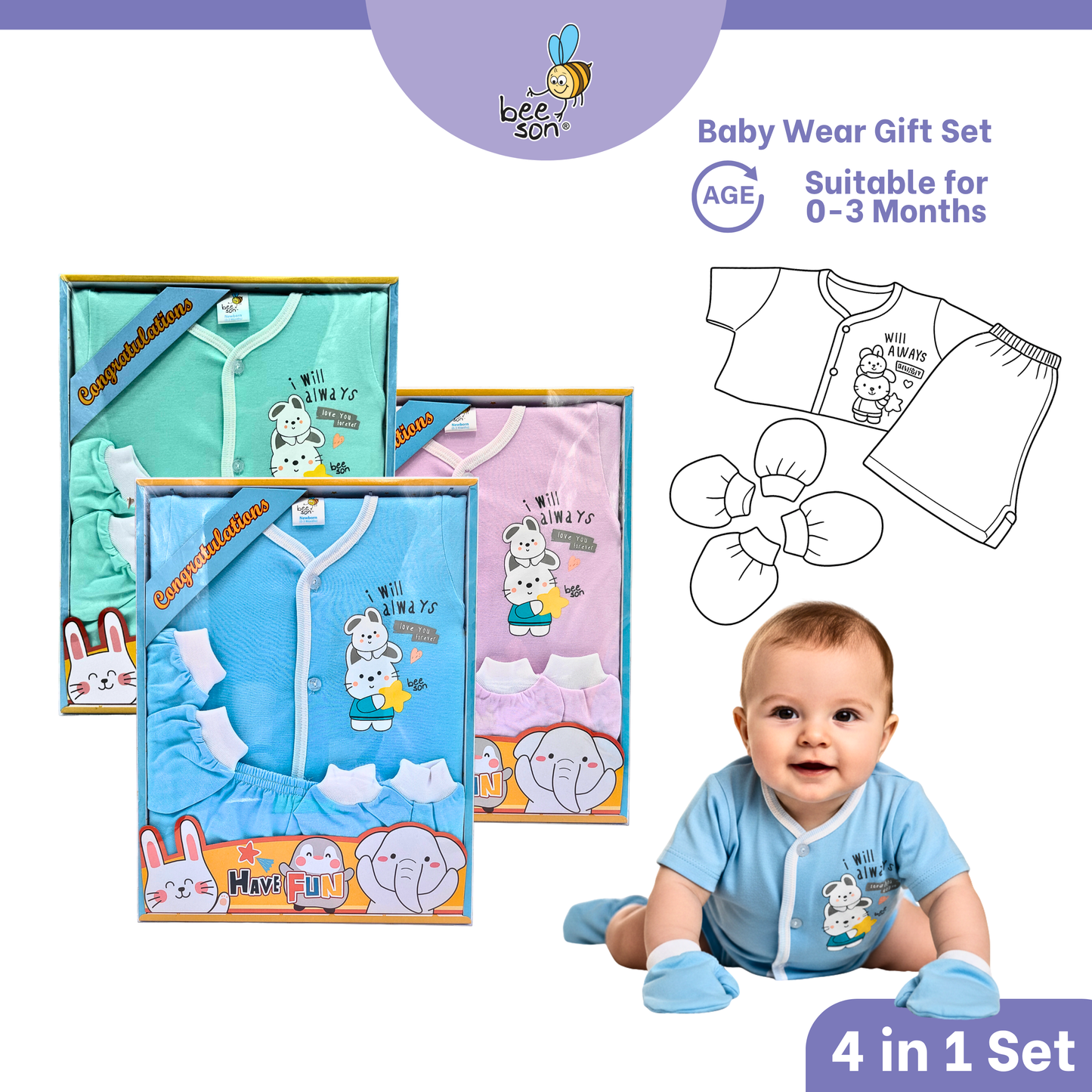 Beeson 4in1 | 5in1 | 6in1 Newborn Baby Boy / Girl Hamper Wear Gift Set Box 10900 | 10901 | 10902 | 10908 | 10909 | 81280 | 81281 | 81282 | 81283 | 81284 | 81285 | 81286 | 81287