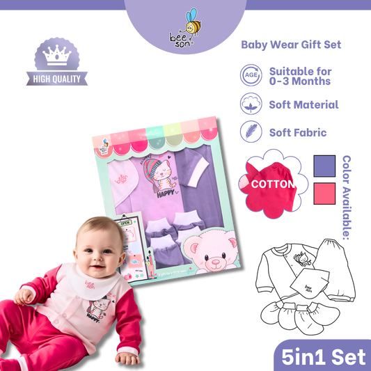 Beeson 5in1 Cotton Newborn Baby Boy / Girl Hamper Wear Gift Set Box | 81282