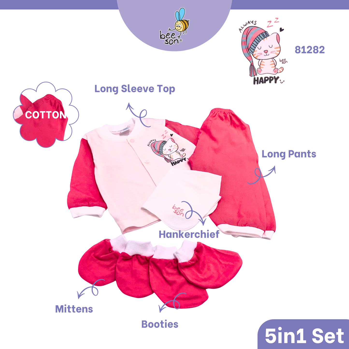 Beeson 5in1 Cotton Newborn Baby Boy / Girl Hamper Wear Gift Set Box | 81282