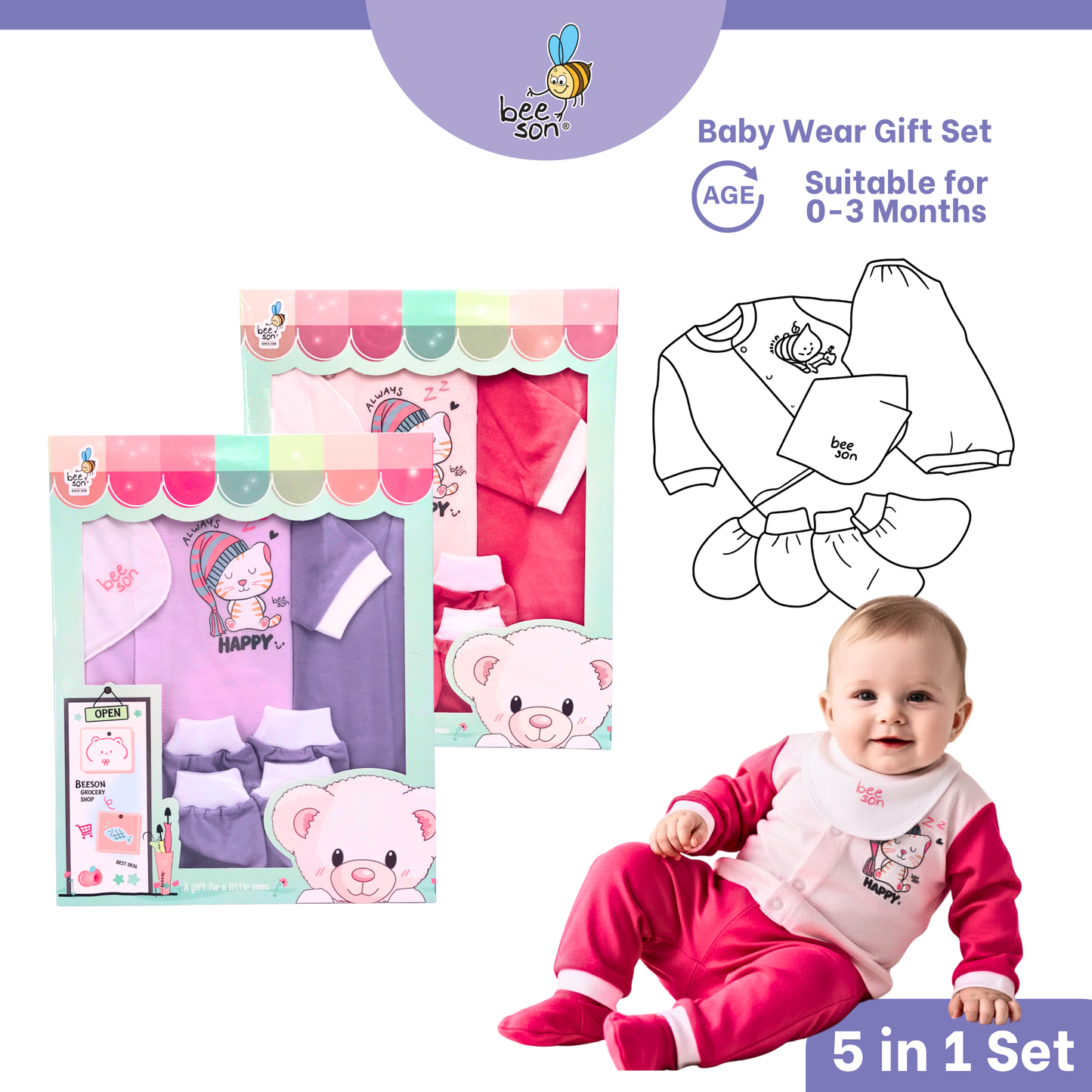 Beeson 4in1 | 5in1 | 6in1 Newborn Baby Boy / Girl Hamper Wear Gift Set Box 10900 | 10901 | 10902 | 10908 | 10909 | 81280 | 81281 | 81282 | 81283 | 81284 | 81285 | 81286 | 81287