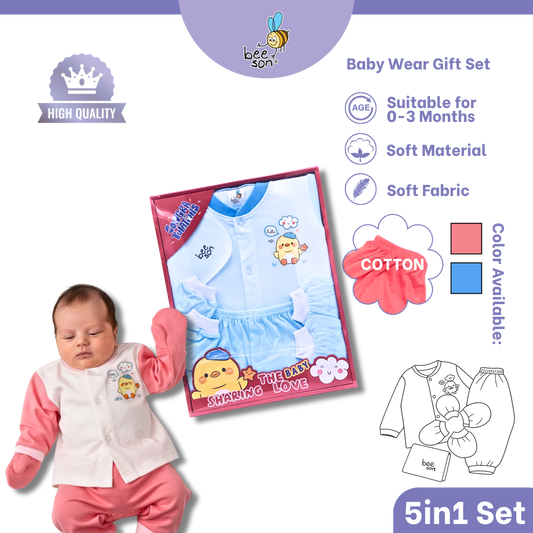 Beeson 5in1 Cotton Newborn Baby Boy / Girl Hamper Wear Gift Set Box | 81283