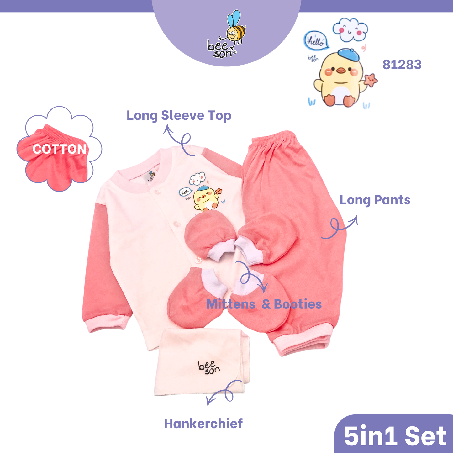 Beeson 5in1 Cotton Newborn Baby Boy / Girl Hamper Wear Gift Set Box | 81283