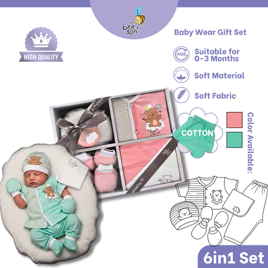 Beeson 6in1 Cotton Newborn Baby Boy / Girl Hamper Wear Gift Set Box | 81285