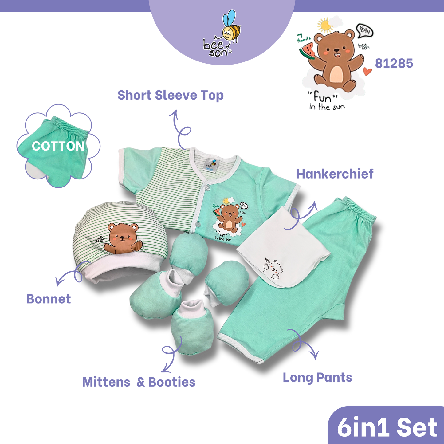 Beeson 6in1 Cotton Newborn Baby Boy / Girl Hamper Wear Gift Set Box | 81285