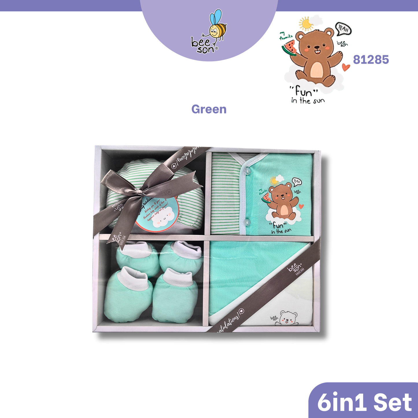 Beeson 6in1 Cotton Newborn Baby Boy / Girl Hamper Wear Gift Set Box | 81285