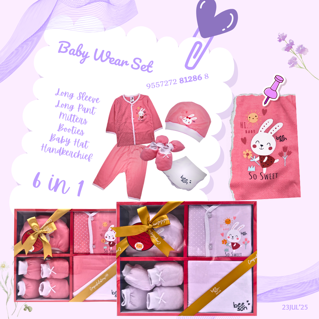 Beeson 6in1 cotton Newborn Baby Boy / Girl Hamper Wear Gift Set Box | 81286