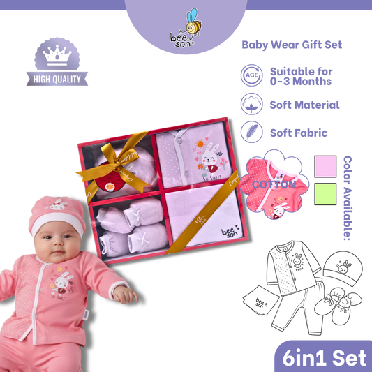 Beeson 6in1 cotton Newborn Baby Boy / Girl Hamper Wear Gift Set Box | 81286