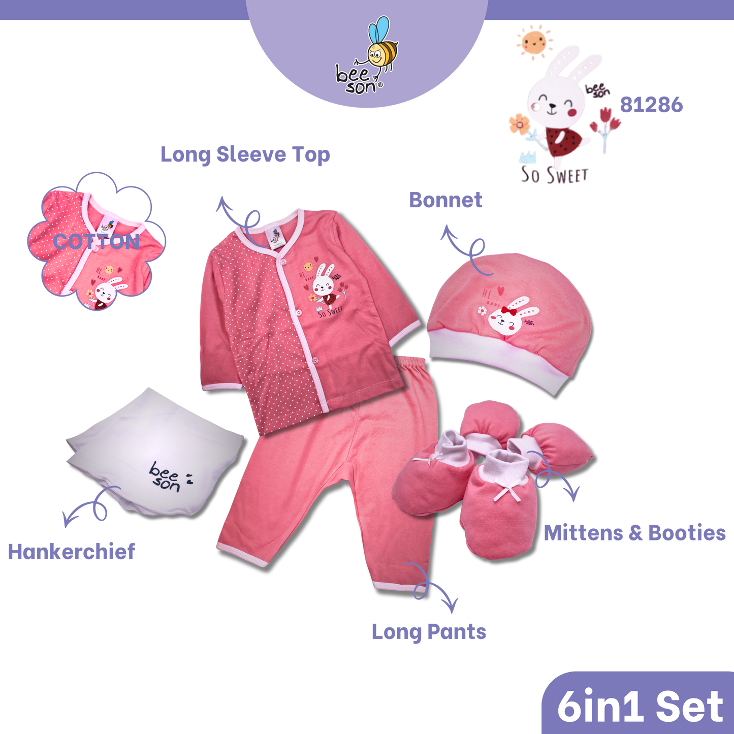 Beeson 6in1 cotton Newborn Baby Boy / Girl Hamper Wear Gift Set Box | 81286