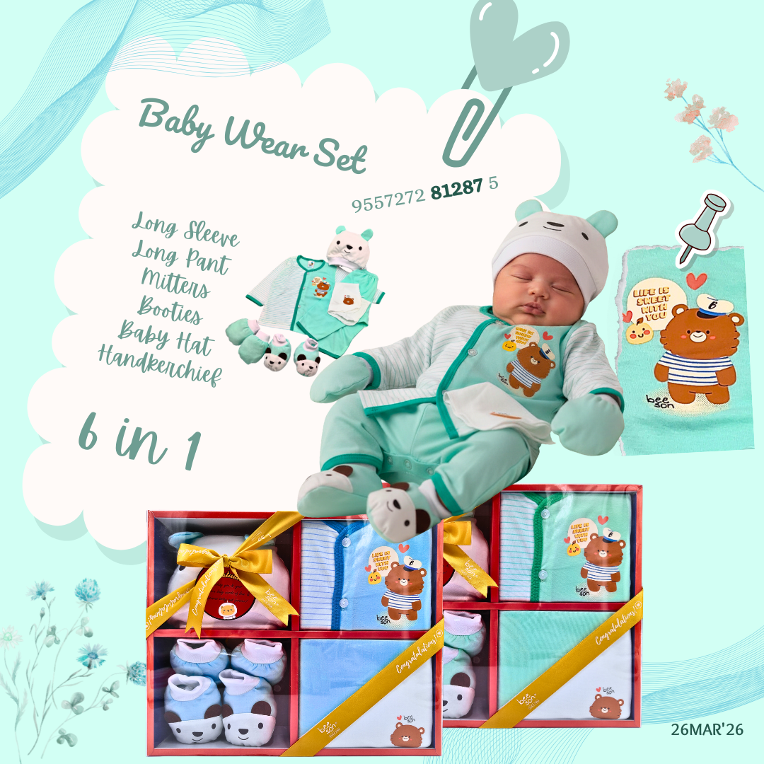 Beeson 6in1 Cotton Newborn Baby Boy / Girl Hamper Wear Gift Set Box | 81287