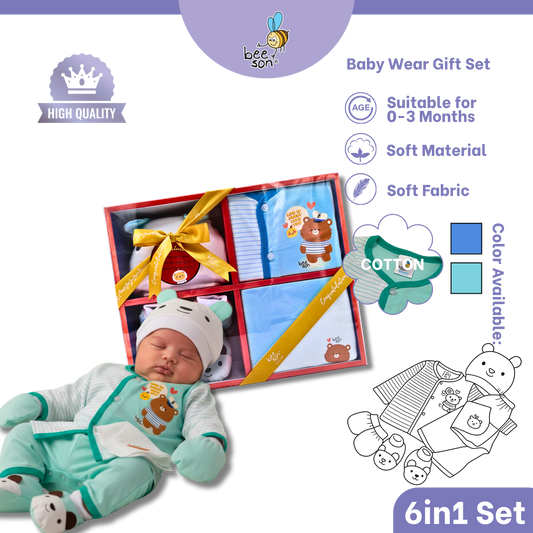 Beeson 6in1 Cotton Newborn Baby Boy / Girl Hamper Wear Gift Set Box | 81287