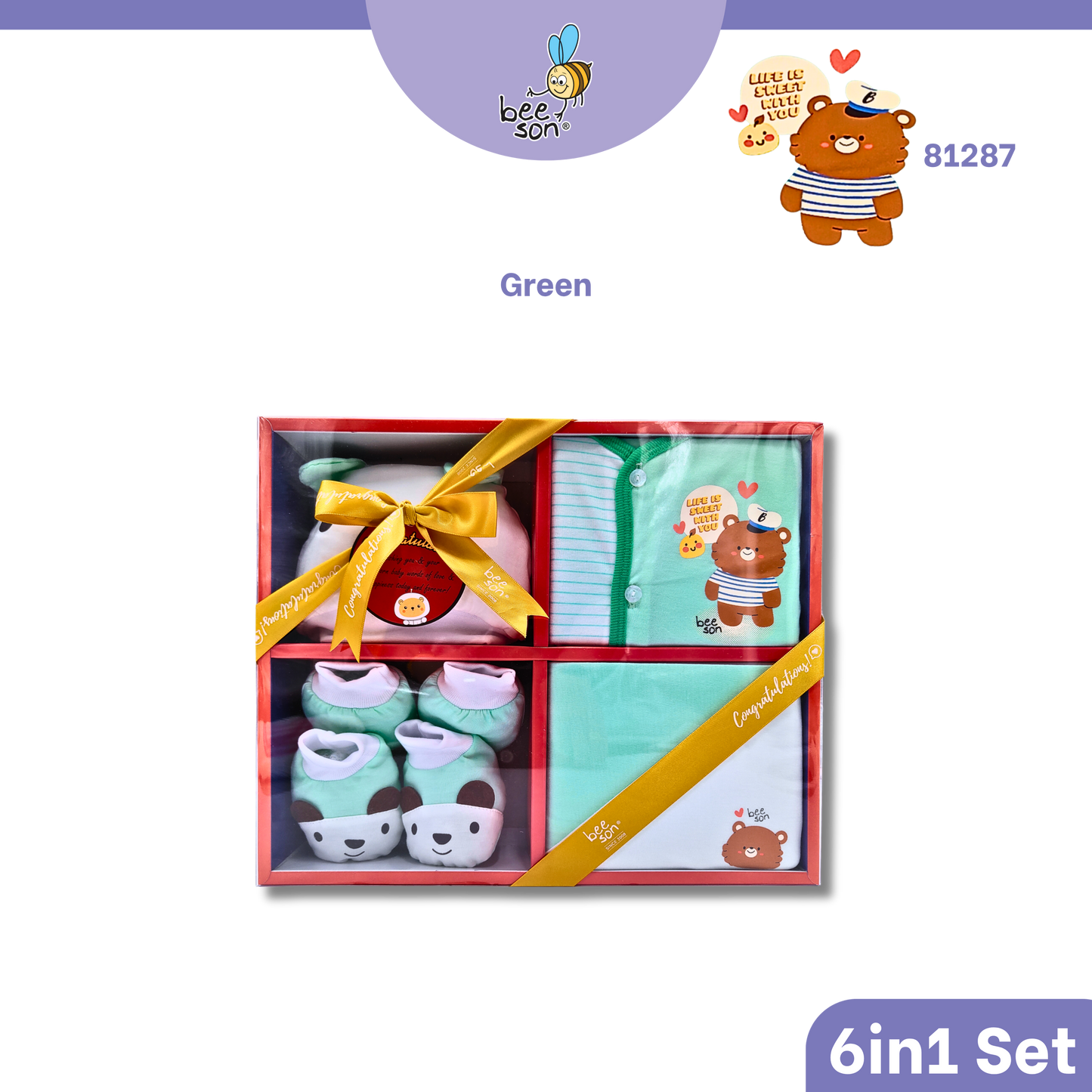 Beeson 6in1 Cotton Newborn Baby Boy / Girl Hamper Wear Gift Set Box | 81287