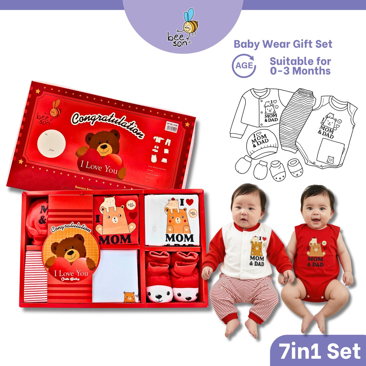 Beeson 7in1 Newborn Baby Boy / Girl Hamper Gift Set Box | 81290